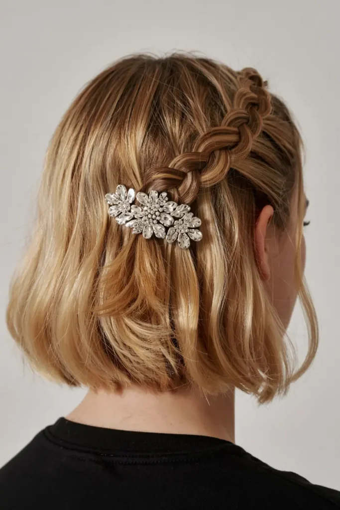 The Lazy Girl’s Guide to Easy Bob Hairstyles 38 38. Bob with Jewelled Clips