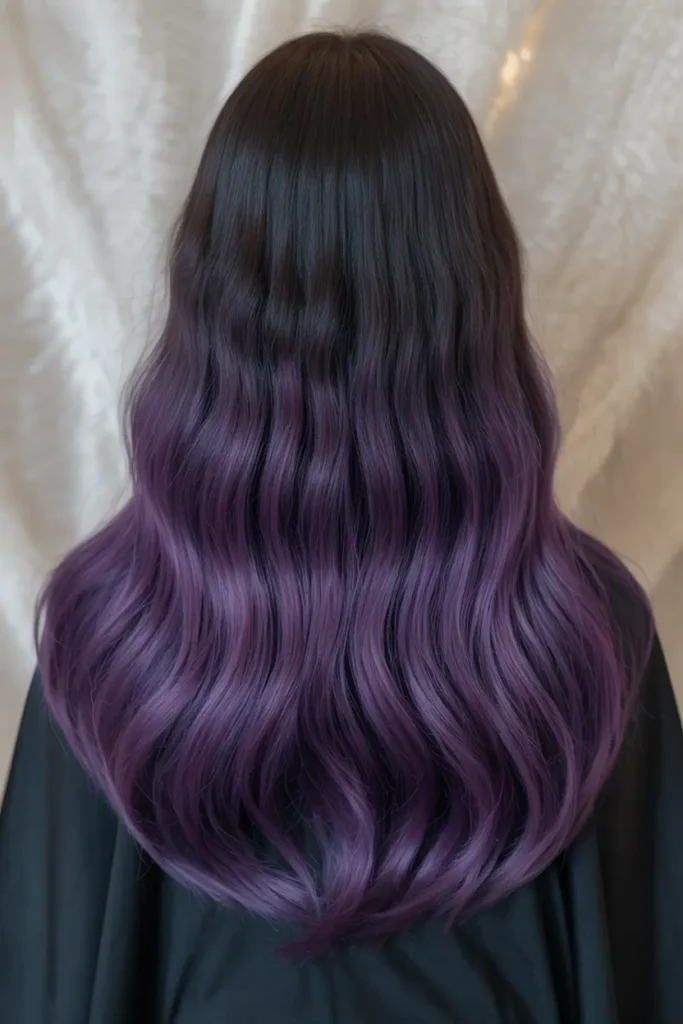 Dark Purple Hair Ideas for Brunettes & Light Hair 4 4. Dark Purple Ombre