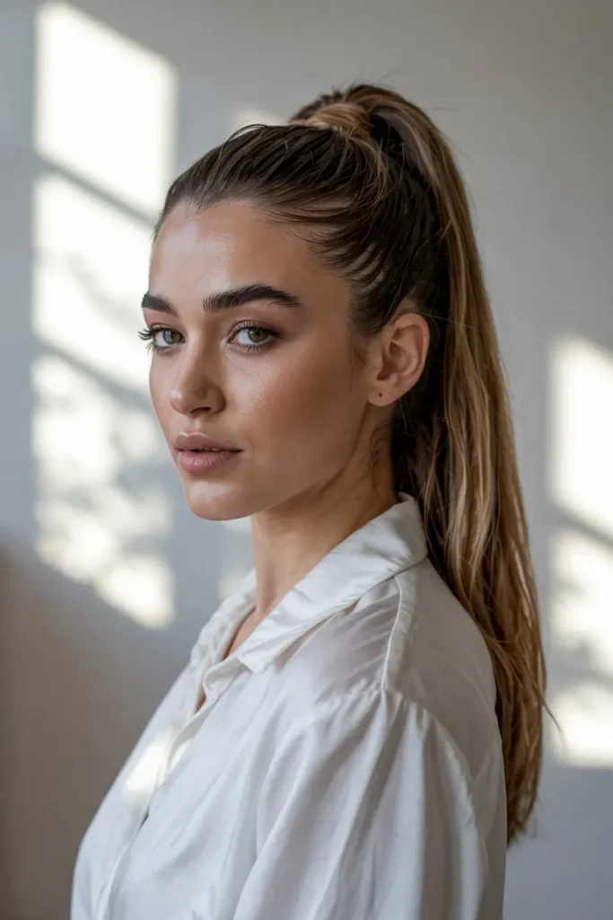 4. Glossy High Ponytail