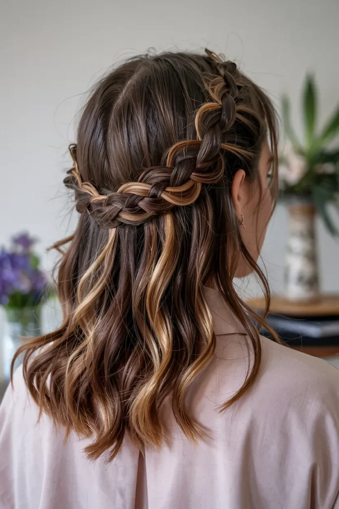 22 Top Step Cut hairStyles for a Modern Makeover 4 4. Half Updo on Step Cut Hair