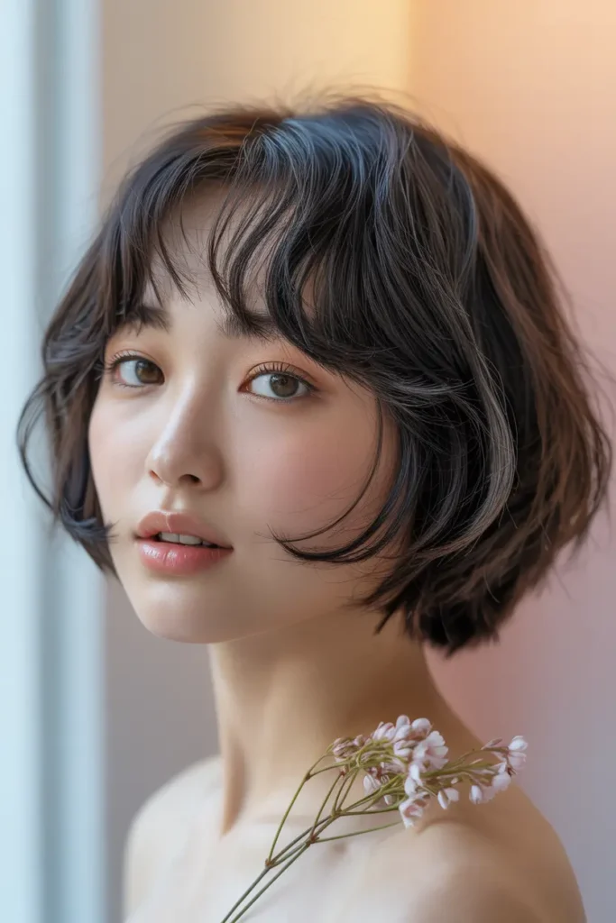4. Korean See Through Bangs with Short Cut