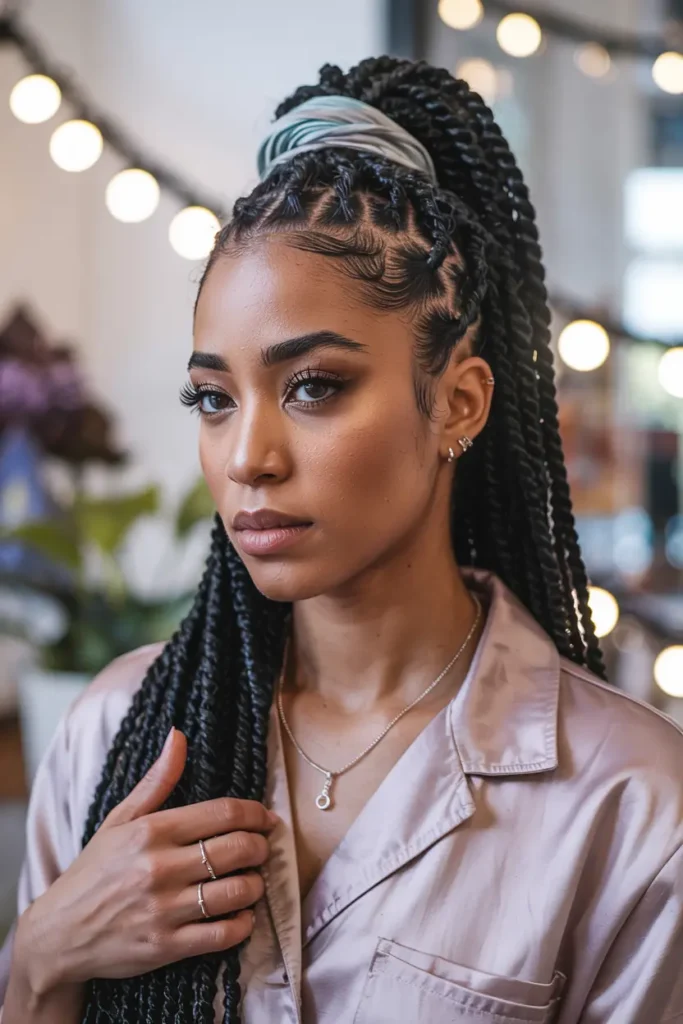 4. Senegalese Twists Ponytail