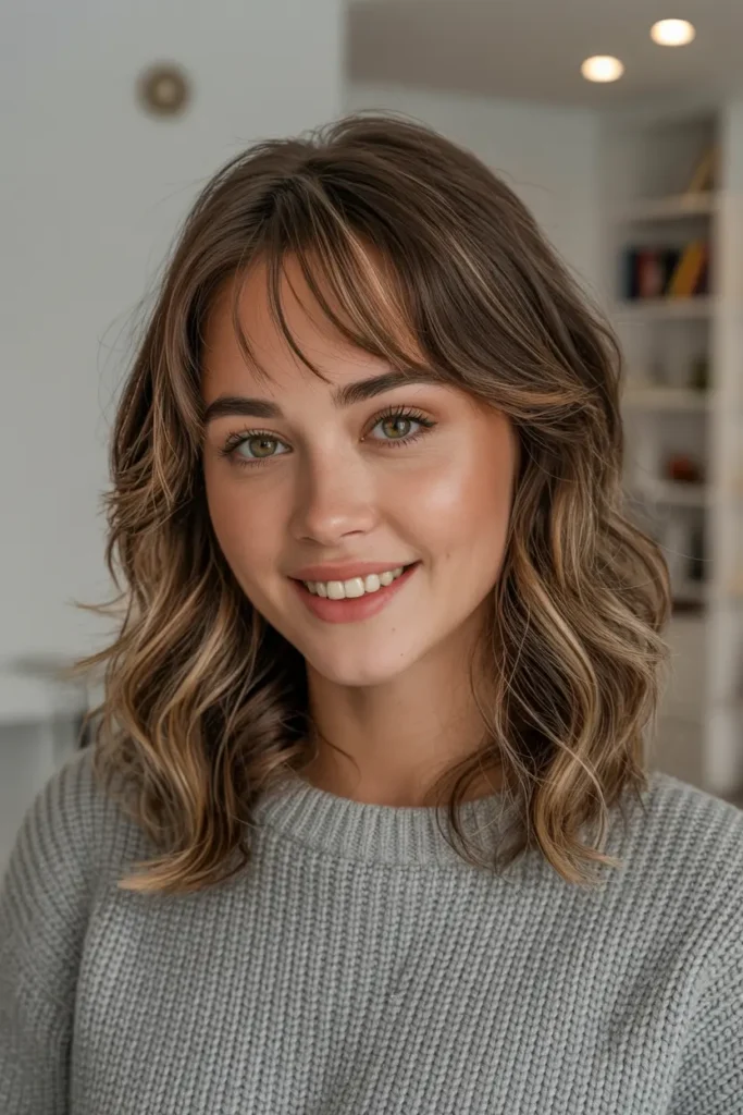medium length shag haircuts 4. Side Part with Side Swept Bangs