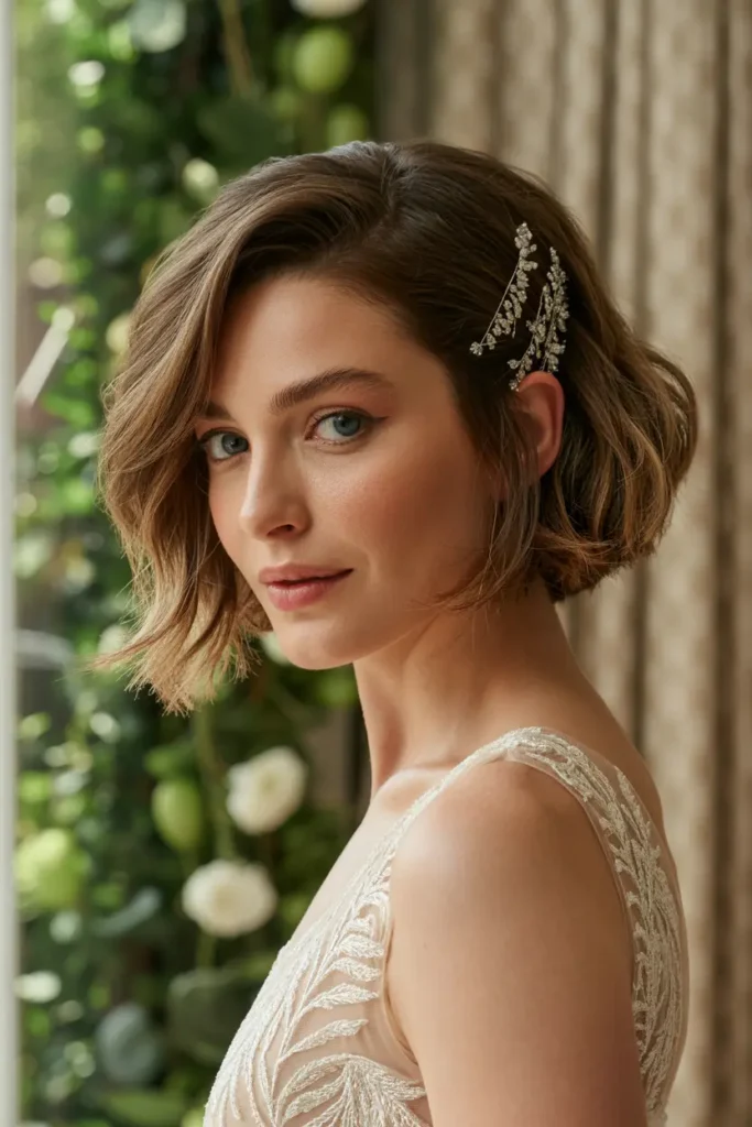 4. Textured Bob with Pins