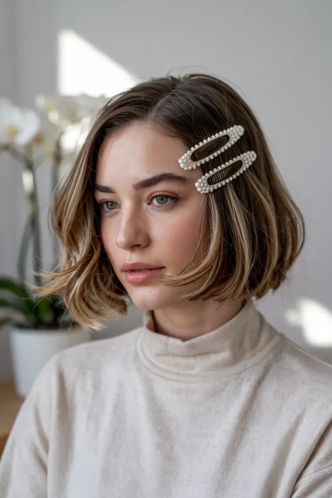 The Lazy Girl’s Guide to Easy Bob Hairstyles 4 4.Bob with Claw Clips