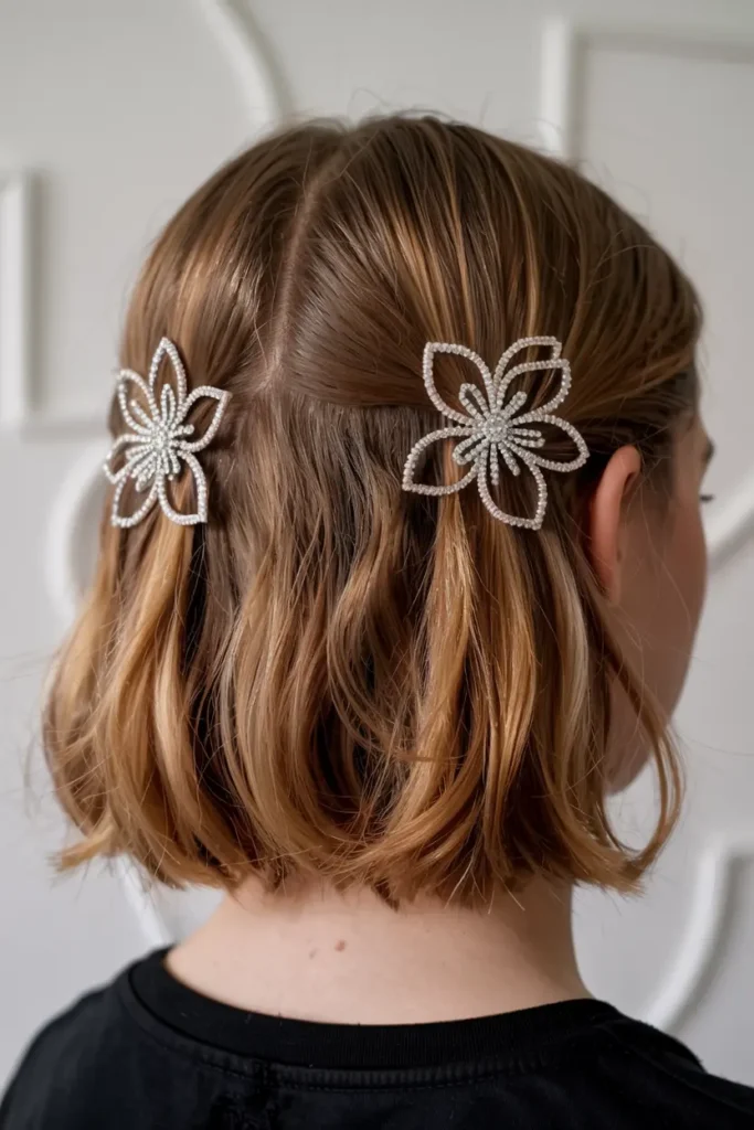 The Lazy Girl’s Guide to Easy Bob Hairstyles 45 45. Bob with Stylish Barrettes