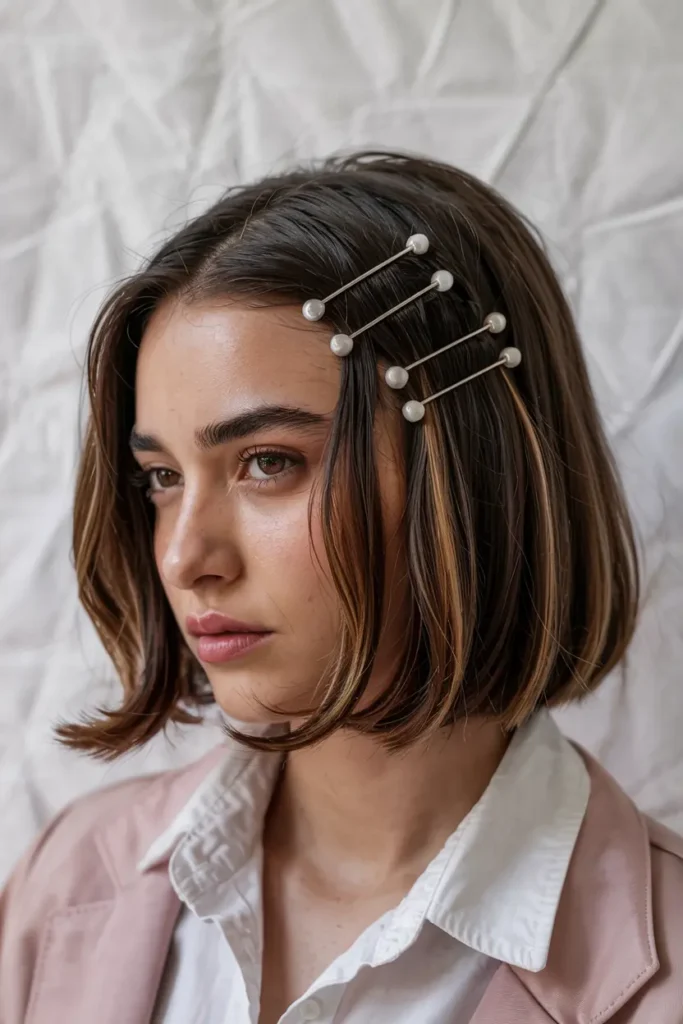 The Lazy Girl’s Guide to Easy Bob Hairstyles 5 5. Bob with French Pins
