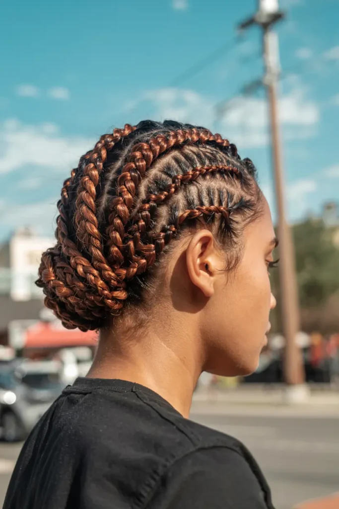 5. Cornrows Side Part Updo
