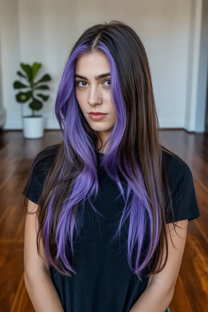 5. Face Framing Purple Highlights