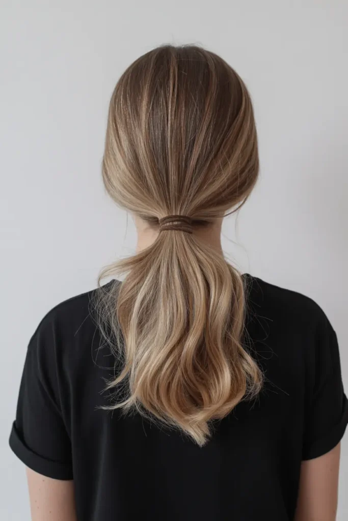 5. Messy Ponytail with Loose Strands