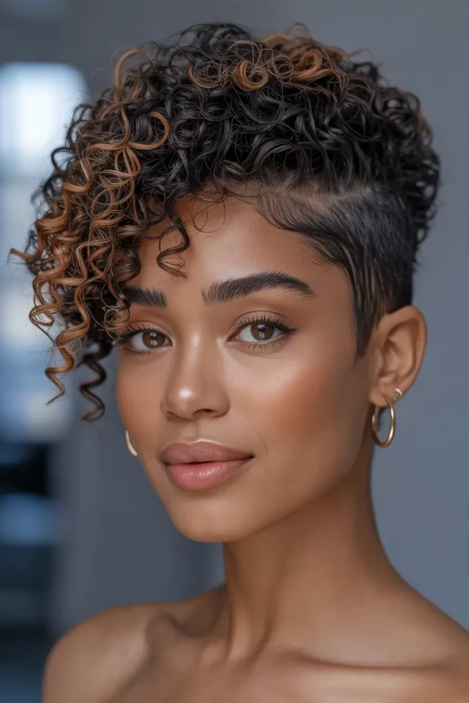 5. Short Afro with Side Part