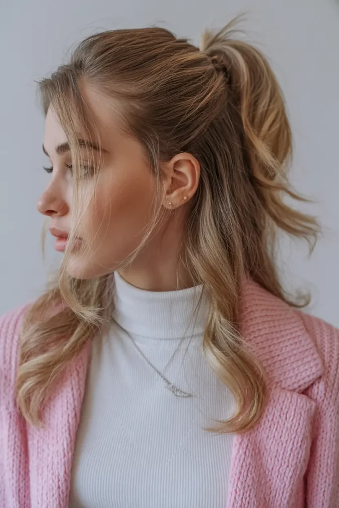 medium length shag haircuts 5. Side Part with High Ponytail