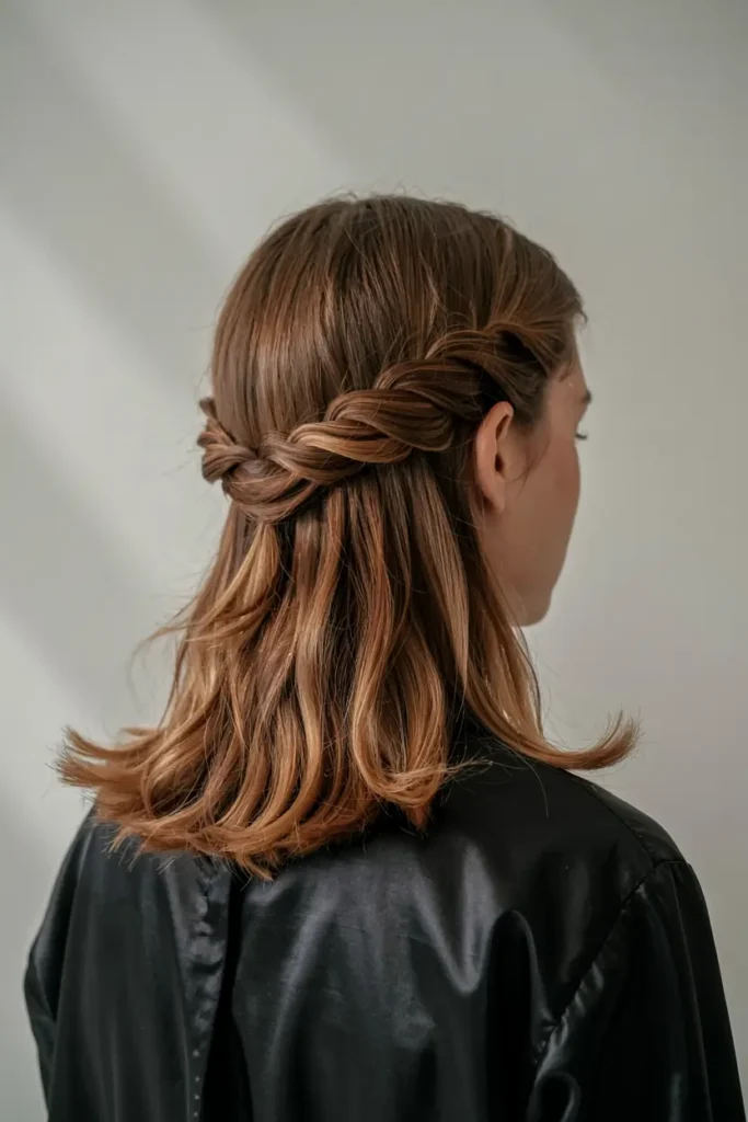 22 Top Step Cut hairStyles for a Modern Makeover 5 5. Twisted Half Up Step Cut Hair