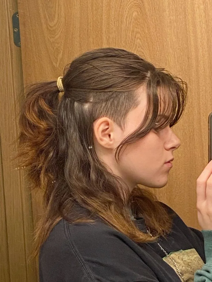 Half-Up Wolf Mullet Style
