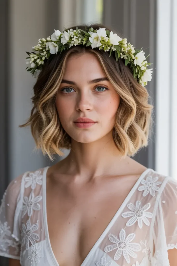 6. Bob with Floral Crown