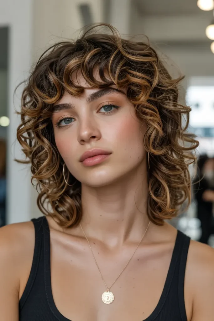 30 Best Curly Haircuts for Every Style and Length 6 6. Curly Hair with Bangs