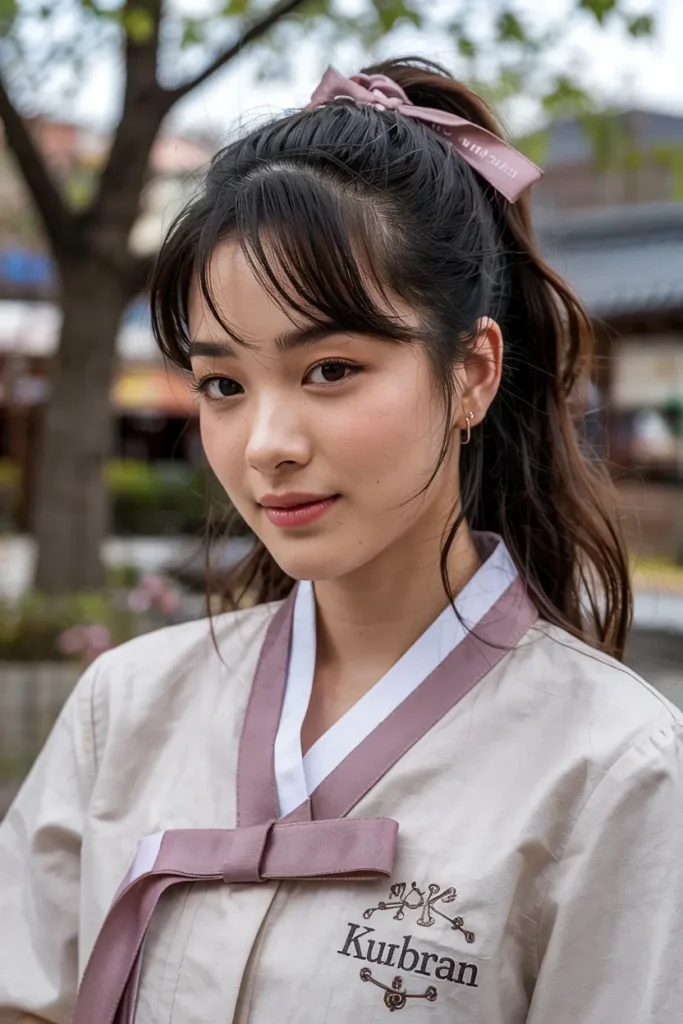 6. High Ponytail with Ribbon