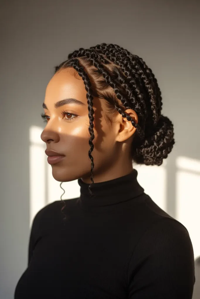 6. Passion Twists Low Bun