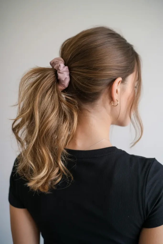 6. Scrunchie Messy Ponytail