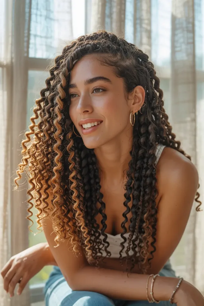 7. Boho Passion Twists with Curls 1
