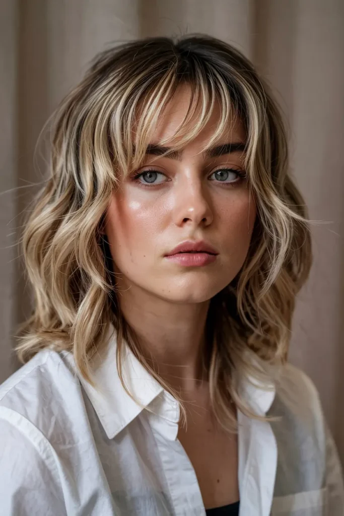 7. Curtain Bangs Blonde Wolf