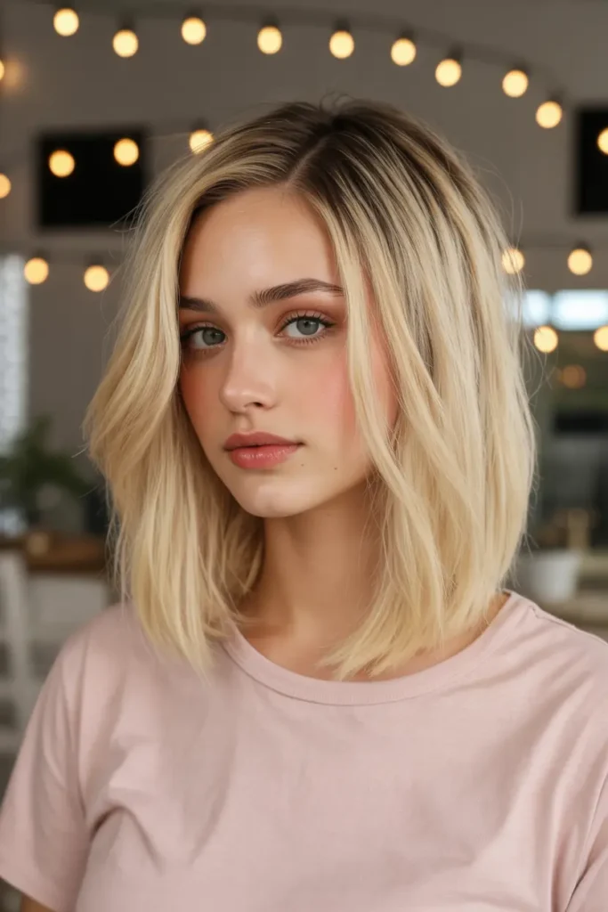 7. Dark Roots Creamy Blonde