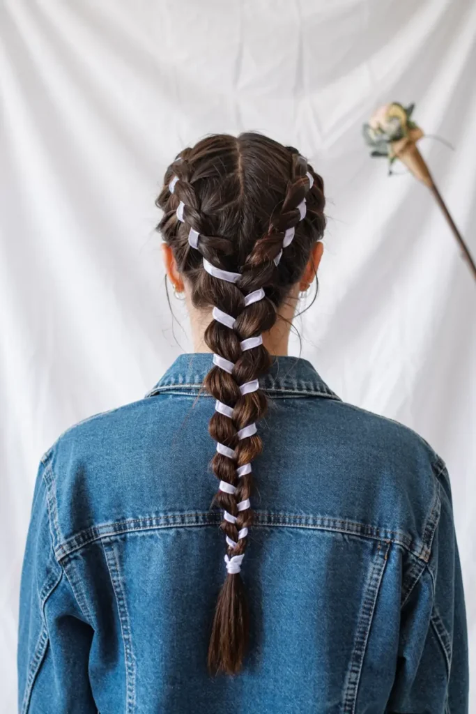 7. Ribbon Woven French Braid