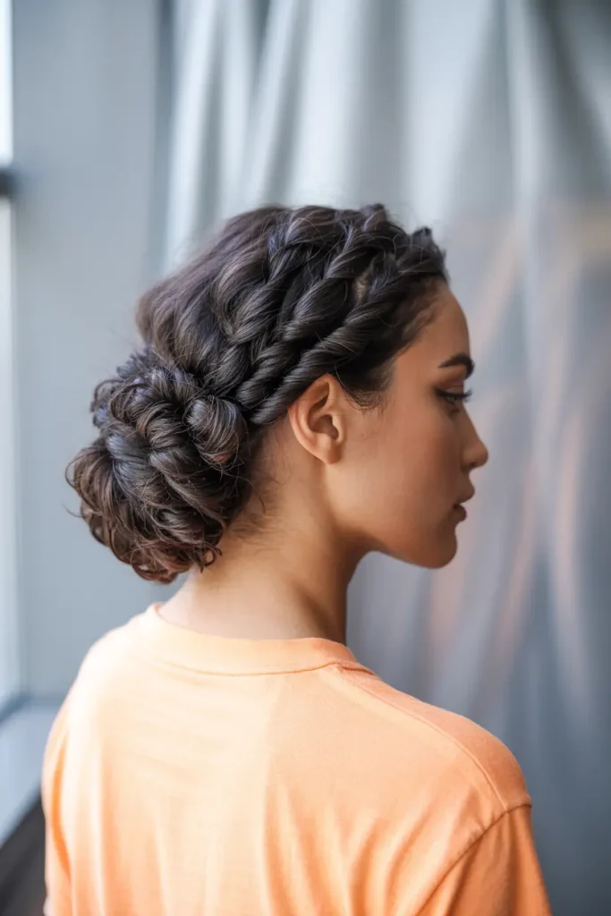 30 Easy & Stylish Hairstyles for Frizzy Hair That Actually Work 7 7. Twisted Low Bun