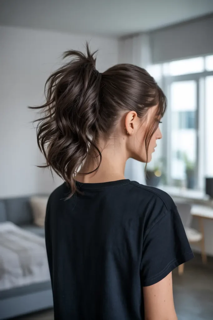 7. Voluminous Messy Ponytail