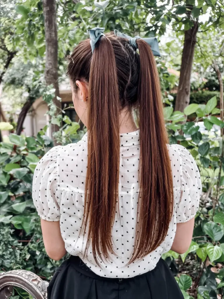 8. Double Straight Ponytails