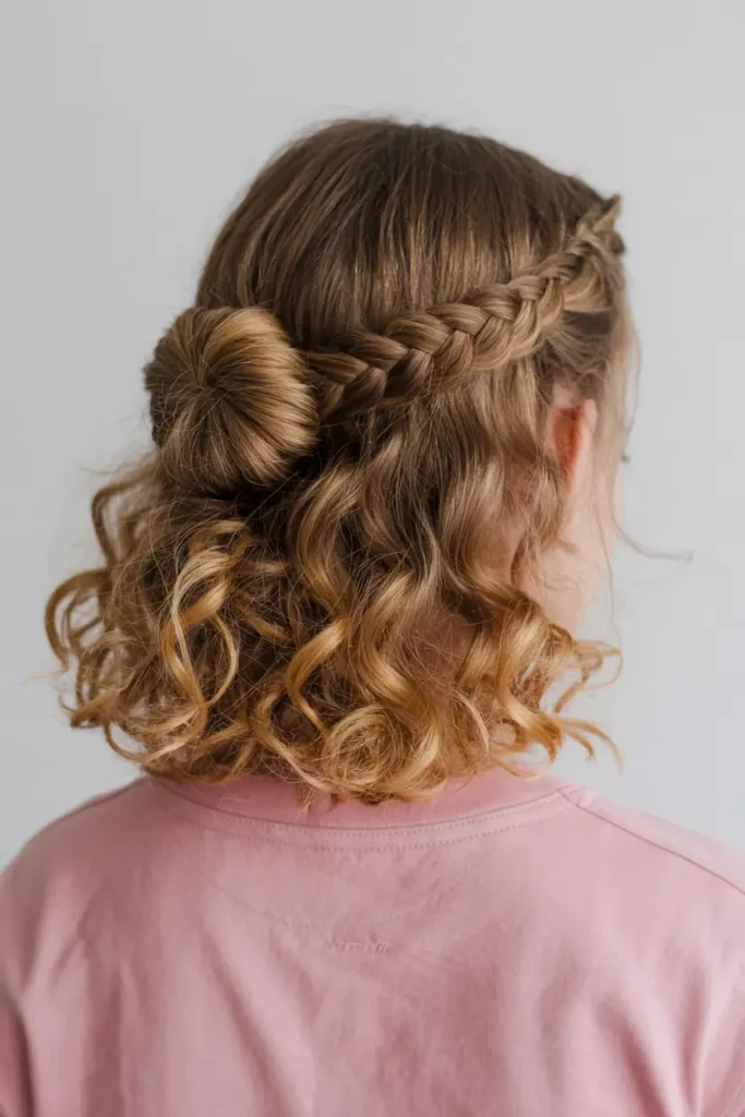 30 Easy & Stylish Hairstyles for Frizzy Hair That Actually Work 8 8. Half Up Braided Bun