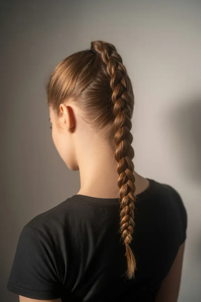 8. Messy Ponytail with Braids