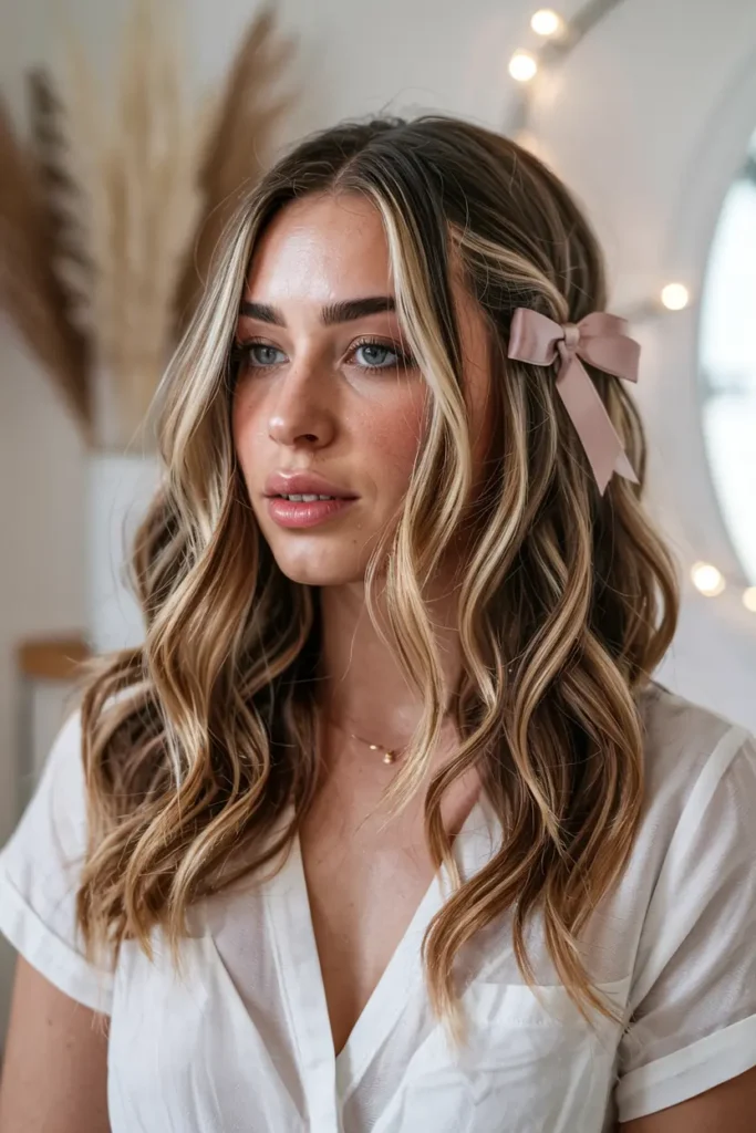 8. Soft Waves with Ribbon Accent