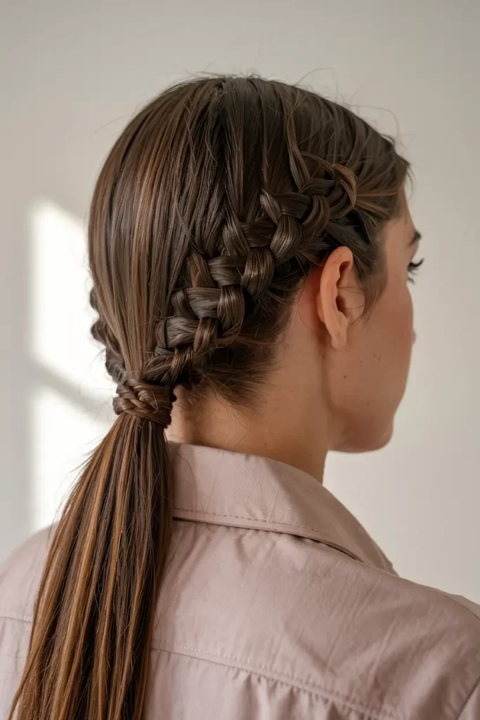 8. Straight Back Braided Ponytail