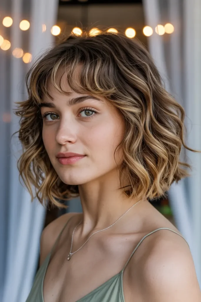 8. Wavy Bob with Bangs