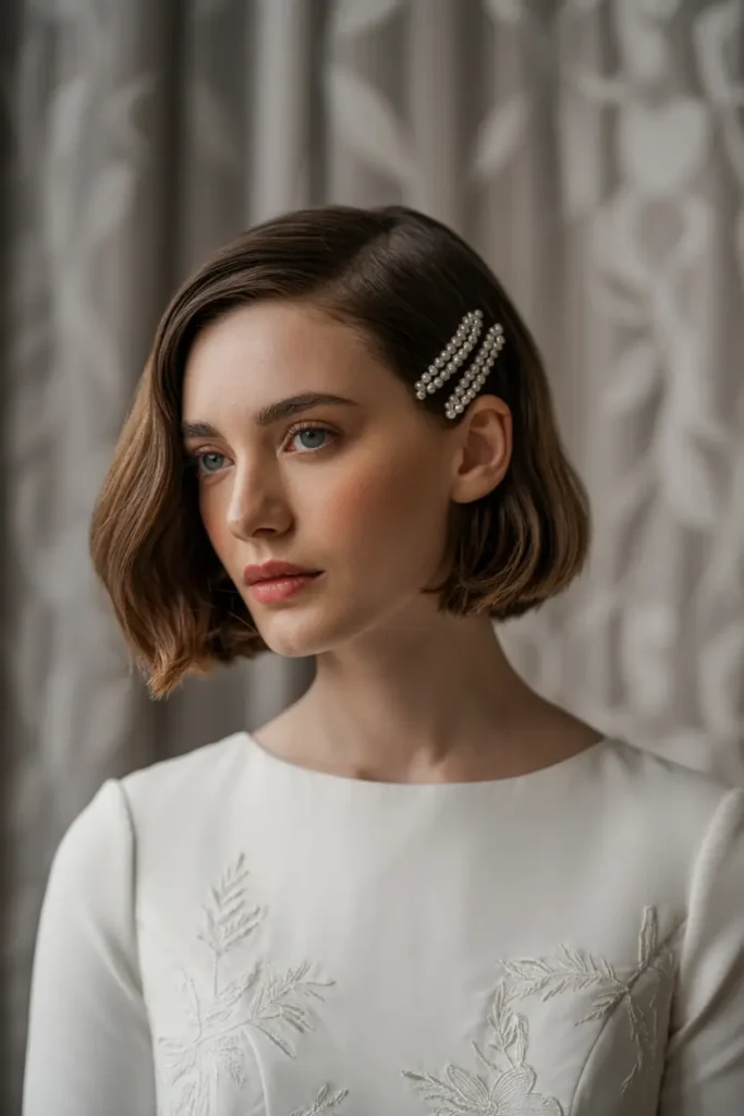 9. Bob with Pearl Clips