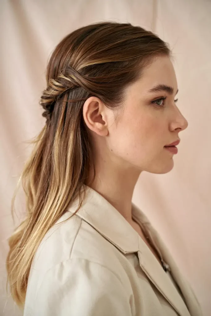 9. Half Up Sleek Twist