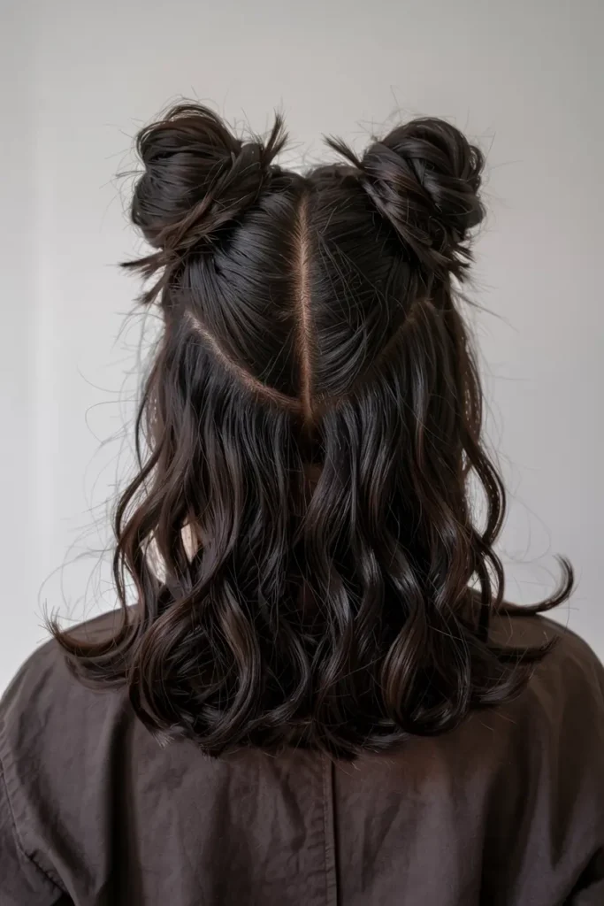 9. Half Up Space Bun Wig