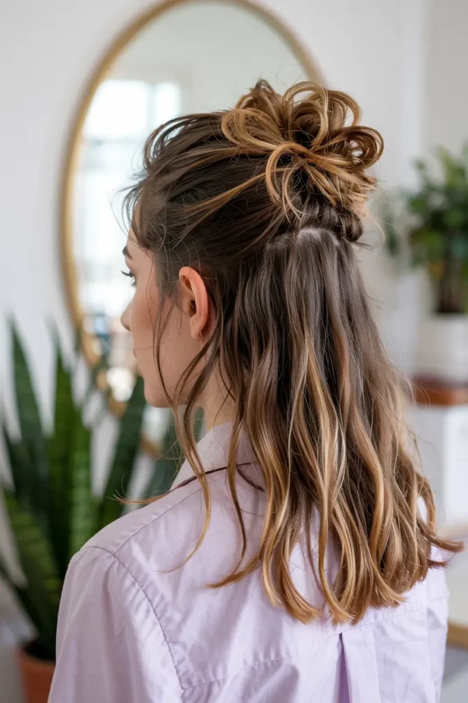 9. Half Up Voluminous Style