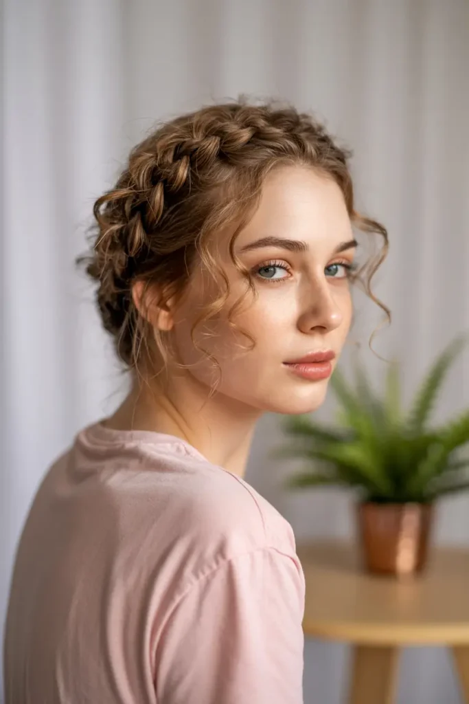 30 Easy & Stylish Hairstyles for Frizzy Hair That Actually Work 9 9. Halo Braid