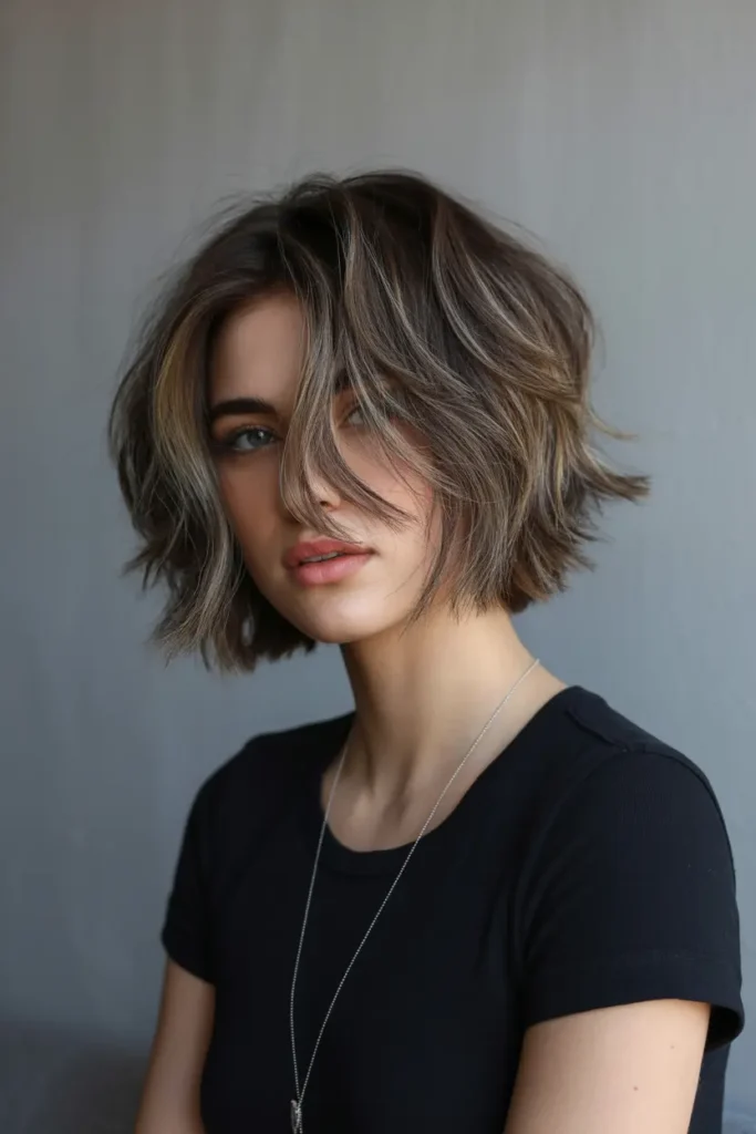1. Textured Choppy Bob