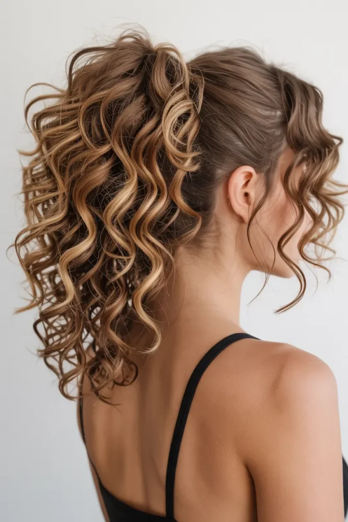 1. Voluminous Curly High Ponytail