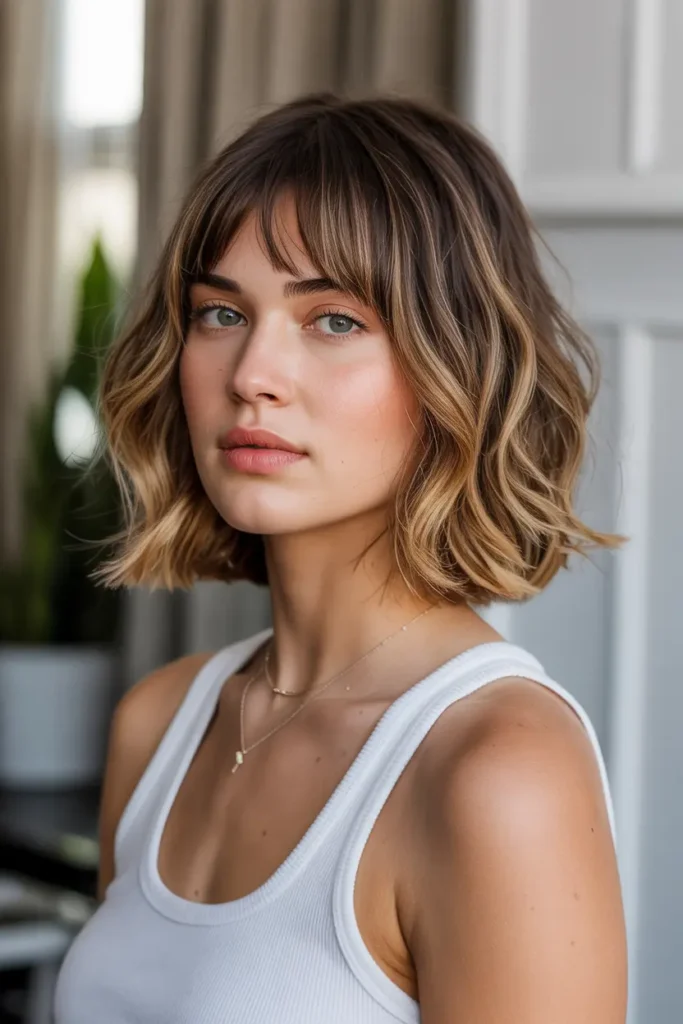 10. Boho Bob with Curtain Bangs