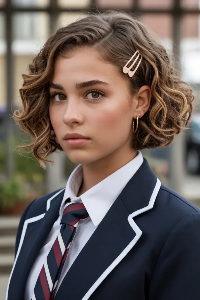 10. Curly Bob with Pins