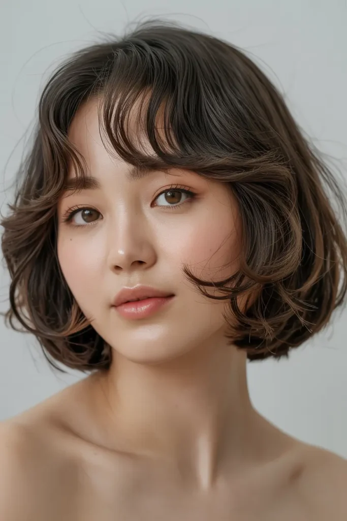 30 Korean Haircut for Chubby Face: Cute & Slimming Styles 19 10. Korean C Curl Bob Haircut