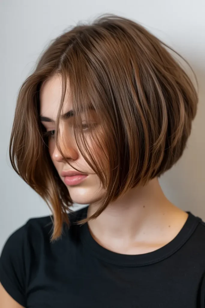 10. Side Parted Choppy Bob