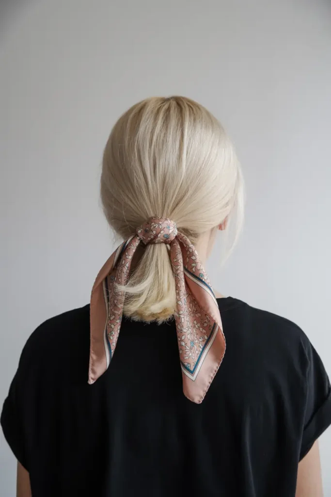 11. Blonde Bob with Scarf Accent
