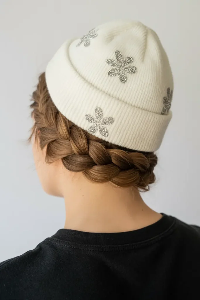 11. Braided Crown Under Beanie