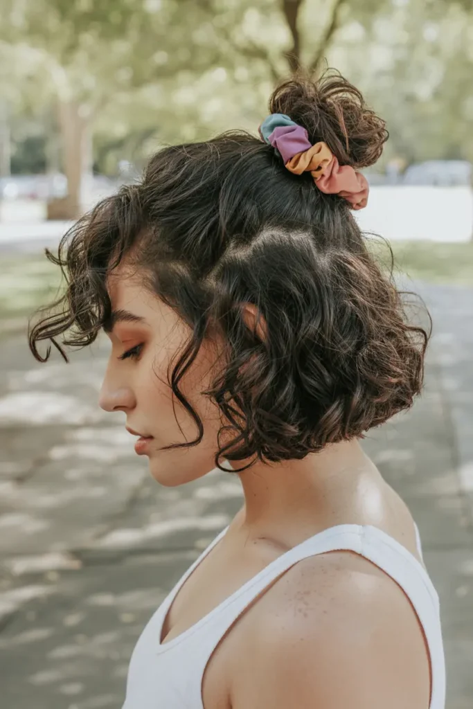 11. Curly Bob with Scrunchie