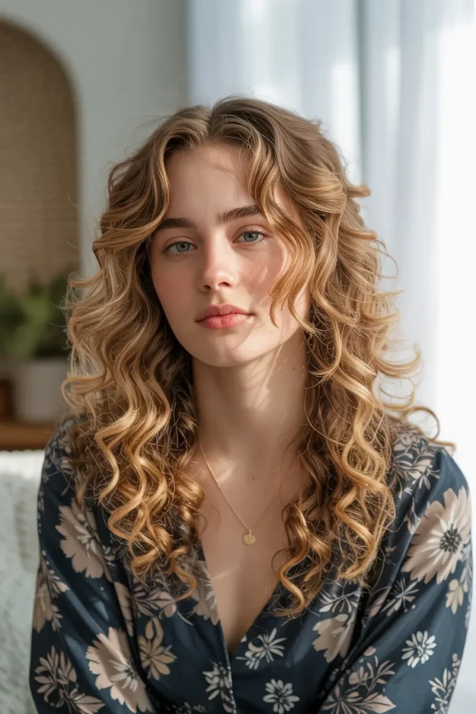 11. Middle Part Curly Hair
